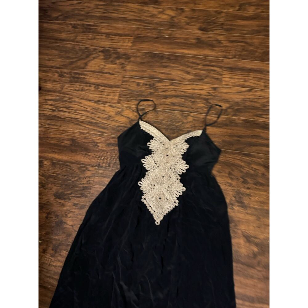 Lilly Pulitzer Kelsea Silk Maxi Dress Onyx Black Embroidered Gold Women’s Size 2 - Picture 2 of 6